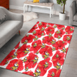 MIN Big Red Hibiscus White Background Printed Area Rug