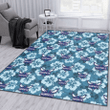 CHA Light Blue Hibiscus Blue Background Printed Area Rug
