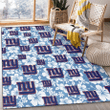 NYG White Hibiscus Light Blue Texture Background Printed Area Rug