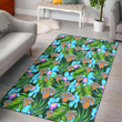 New York Knicks Electro Color Hibiscus Black Background Printed Area Rug