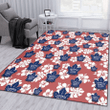 TOR White Hibiscus Indian Red Background Printed Area Rug