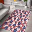 TOR White Hibiscus Indian Red Background Printed Area Rug