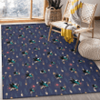 SJS Small Hibiscus Buds Navy Background Printed Area Rug