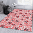 TB Tiny White Hibiscus Pattern Red Background Printed Area Rug