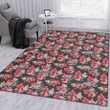 WSH Pink Hibiscus Orchid Brown Background Printed Area Rug