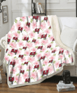 TB Light Pink Hibiscus White Background 3D Fleece Sherpa Blanket