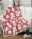 KC White Hibiscus Indian Red Background 3D Fleece Sherpa Blanket