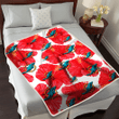 MIA Big Red Hibiscus White Background 3D Fleece Sherpa Blanket