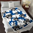 BKN White Big Hibiscus Blue Background 3D Fleece Sherpa Blanket