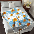 PHX White Hibiscus Orchid Light Blue Background 3D Fleece Sherpa Blanket