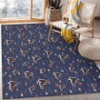 ATL Small Hibiscus Buds Navy Background Printed Area Rug