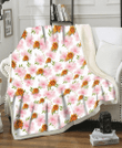 PHX Light Pink Hibiscus White Background 3D Fleece Sherpa Blanket