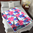 NYR Pink Blue Hibiscus White Background 3D Fleece Sherpa Blanket