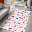 BUF Light Pink Hibiscus White Background Printed Area Rug