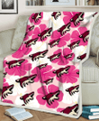 ARI Pink White Hibiscus Misty Rose Background 3D Fleece Sherpa Blanket