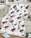 ARI Sketch Hibiscus White Background 3D Fleece Sherpa Blanket