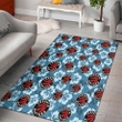 TOR Light Blue Hibiscus Blue Background Printed Area Rug