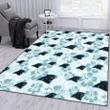 CAR Pale Turquoise Hibiscus Light Cyan Background Printed Area Rug