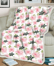 DAL Stars Light Pink Hibiscus White Background 3D Fleece Sherpa Blanket
