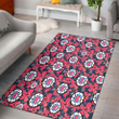 LAC Red Hibiscus Dark Gray Background Printed Area Rug
