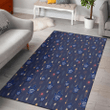 TOR Small Hibiscus Buds Navy Background Printed Area Rug