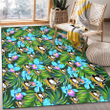 PIT Electro Color Hibiscus Black Background Printed Area Rug