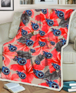 TEN Red Hibiscus Gray Leaf Gainsboro Background 3D Fleece Sherpa Blanket
