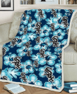 Chicago White Sox Dark Turquoise Hibiscus Navy Background 3D Fleece Sherpa Blanket