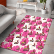 SLC Pink White Hibiscus Misty Rose Background Printed Area Rug