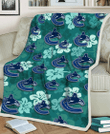 VAN Light Sea Green Hibiscus Green Background 3D Fleece Sherpa Blanket