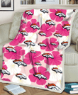 DEN Pink White Hibiscus Misty Rose Background 3D Fleece Sherpa Blanket