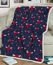 CHI Bulls Small Hibiscus Buds Navy Background 3D Fleece Sherpa Blanket