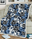 LAK White And Blue Hibiscus Dark Blue Background 3D Fleece Sherpa Blanket