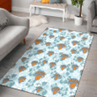 New York Knicks Pale Turquoise Hibiscus Light Cyan Background Printed Area Rug