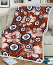 WPG Bisque Hibiscus Brown Pattern 3D Fleece Sherpa Blanket
