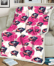 CBJ Pink White Hibiscus Misty Rose Background 3D Fleece Sherpa Blanket