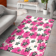 DAL Stars Pink White Hibiscus Misty Rose Background Printed Area Rug