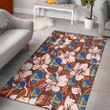 GSW Bisque Hibiscus Brown Pattern Printed Area Rug