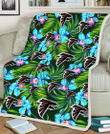 ATL Electro Color Hibiscus Black Background 3D Fleece Sherpa Blanket