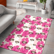 SF Pink White Hibiscus Misty Rose Background Printed Area Rug