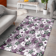 DAL Stars White Hibiscus Violet Leaves Light Grey Background Printed Area Rug