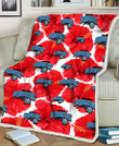 ORL Big Red Hibiscus White Background 3D Fleece Sherpa Blanket