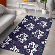 NYG White Hibiscus Sketch Porcelain Flower Navy Background Printed Area Rug