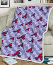 Atlanta Braves Light Purple Hibiscus Pattern Stripe Powder Purple 3D Fleece Sherpa Blanket