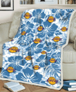 LAL Blue Hibiscus Blue Leaves Vintage Background 3D Fleece Sherpa Blanket