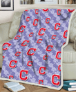 Cleveland Indians Light Purple Hibiscus Pattern Stripe Powder Purple 3D Fleece Sherpa Blanket