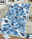 TEN Blue Hibiscus Blue Leaves Vintage Background 3D Fleece Sherpa Blanket