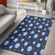 PHI 76ers Small Hibiscus Buds Navy Background Printed Area Rug
