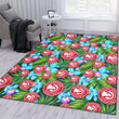 ATL Electro Color Hibiscus Black Background Printed Area Rug