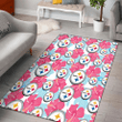 PIT Pink Blue Hibiscus White Background Printed Area Rug